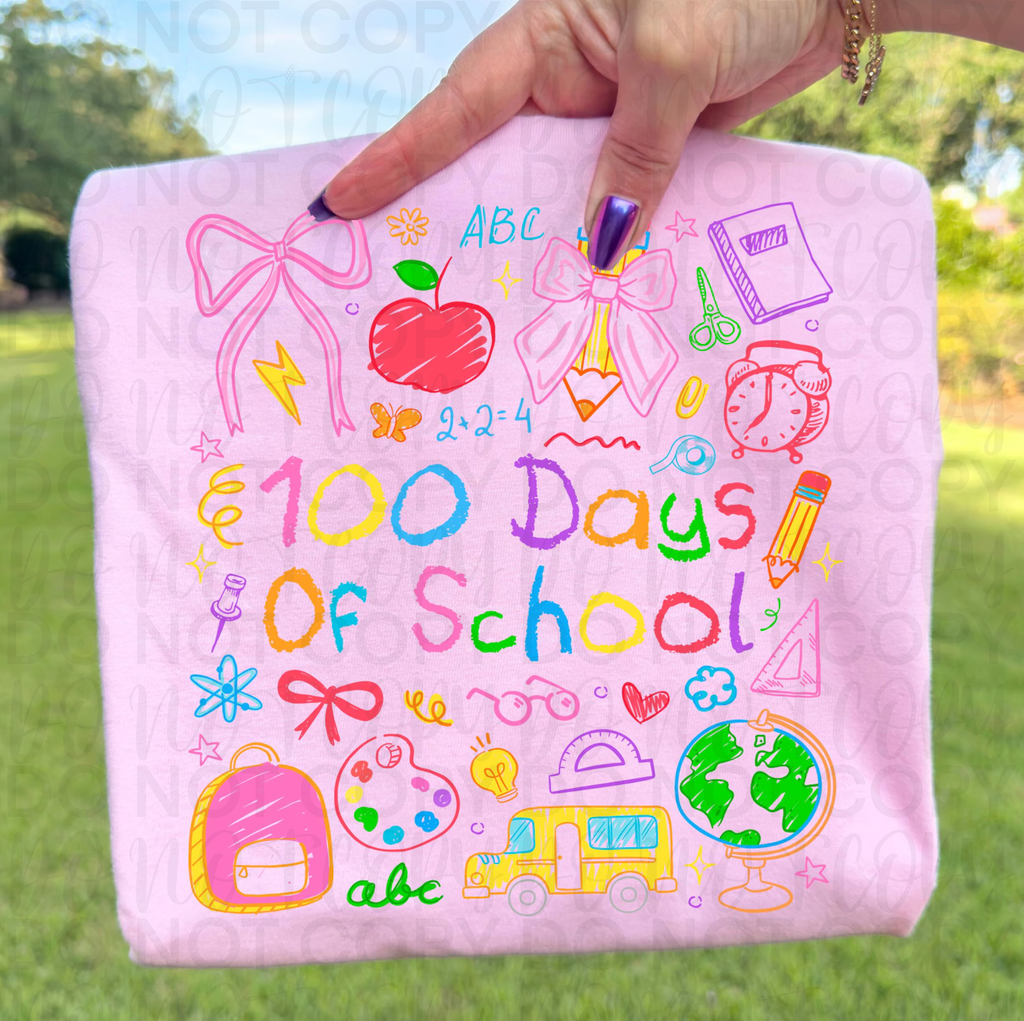 100 Days of School Coquette Doodle PNG