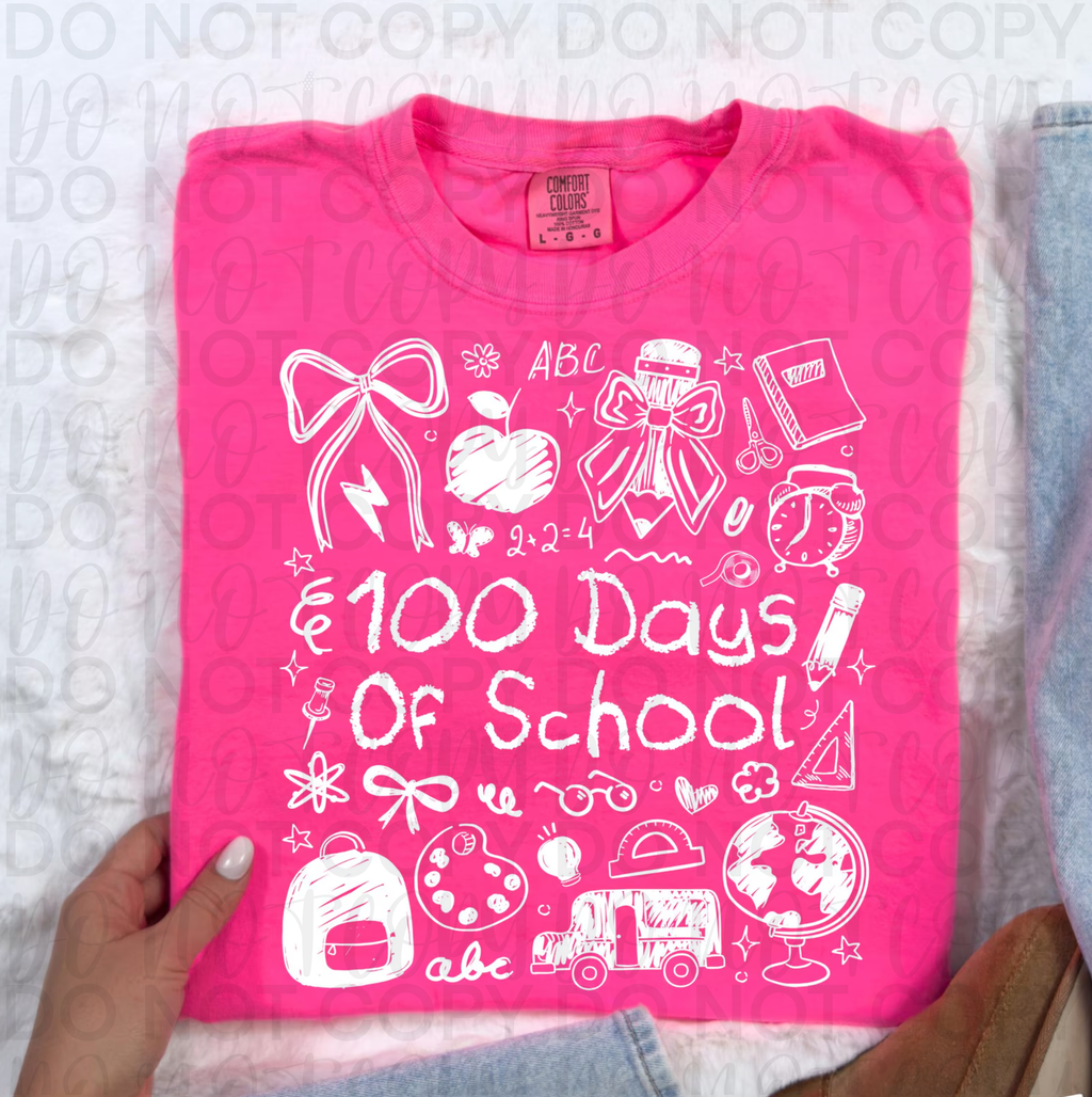 100 Days of School Coquette Doodle PNG