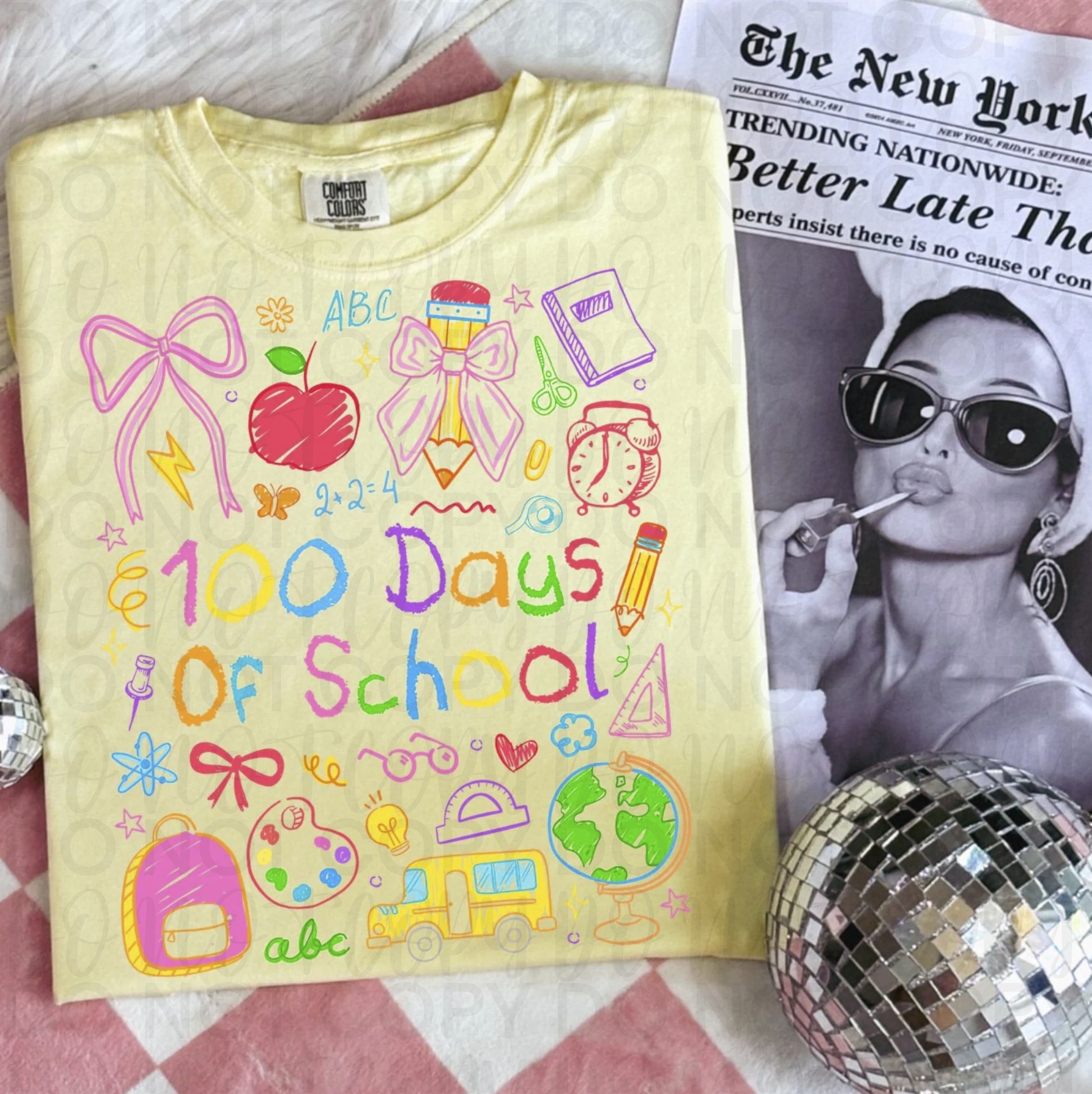 100 Days of School Coquette Doodle PNG