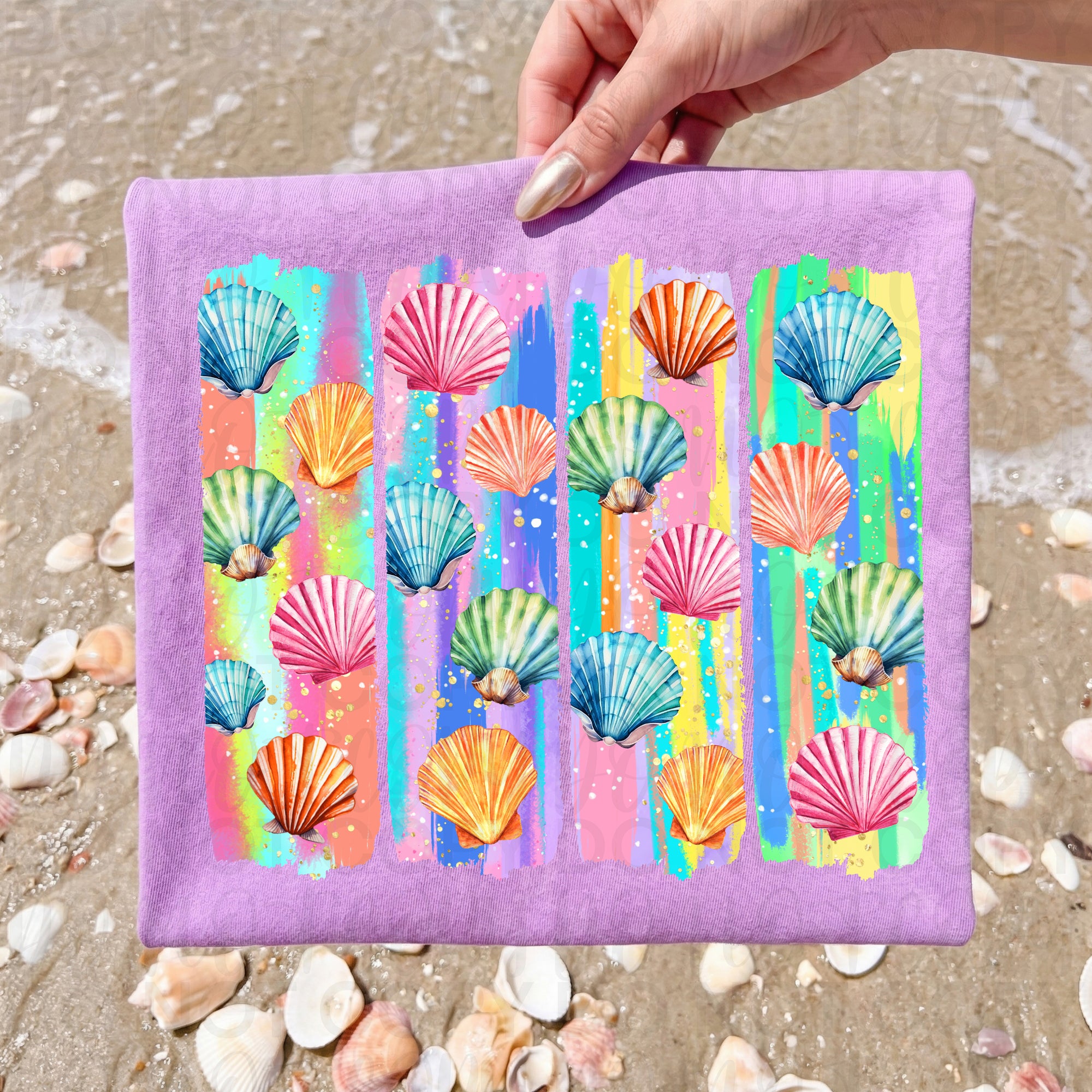 Brushstroke Beach Seashells PNG