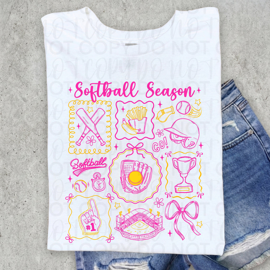 Softball Season Doodles PNG