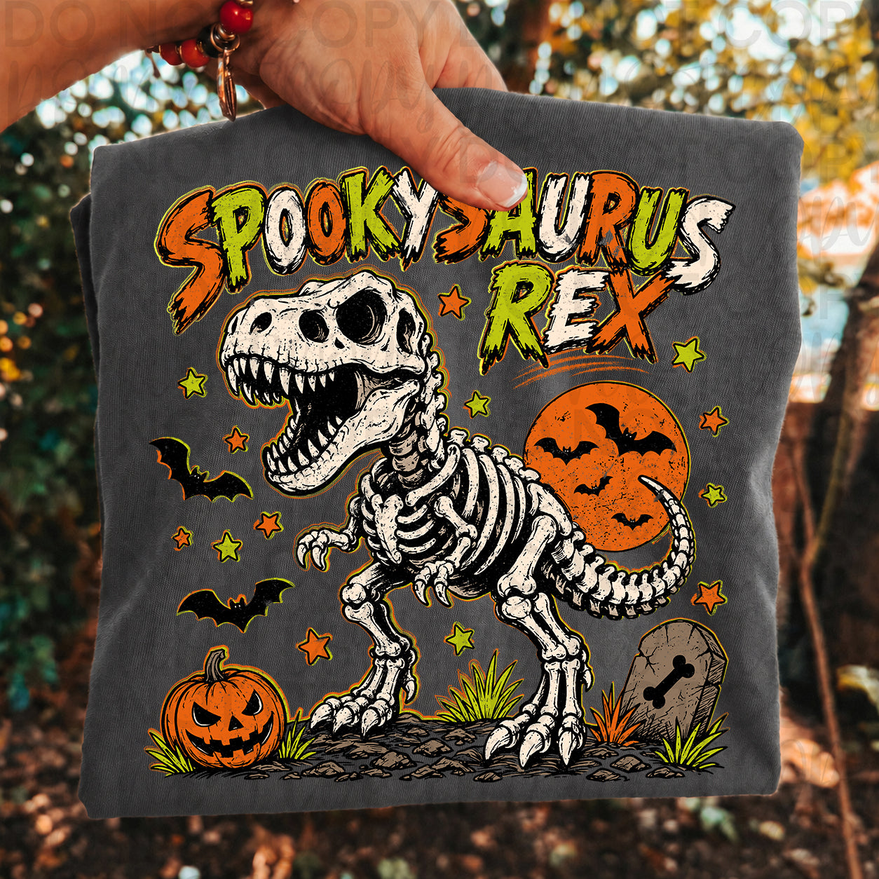 Spookysaurus Rex Boy Halloween PNG