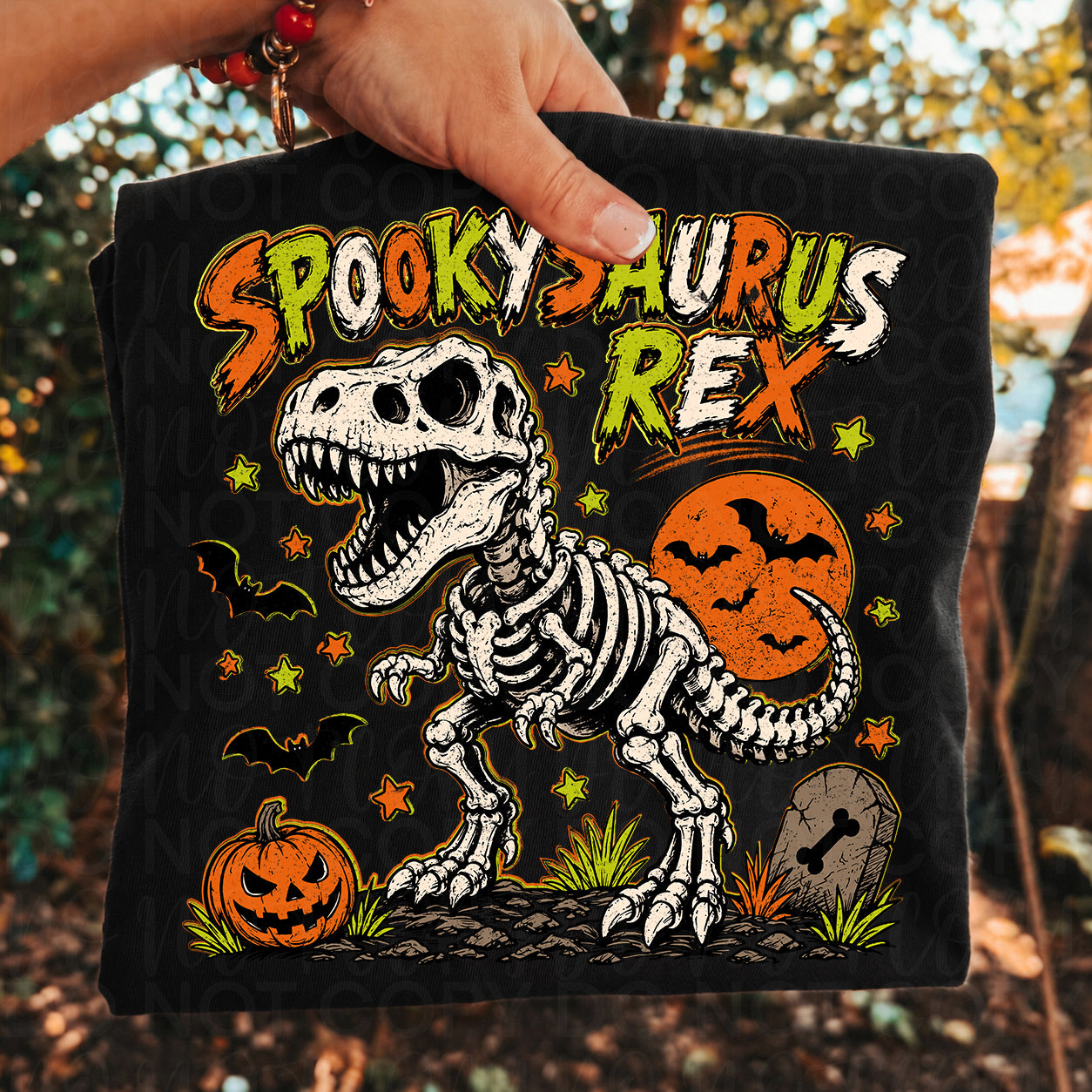 Spookysaurus Rex Boy Halloween PNG