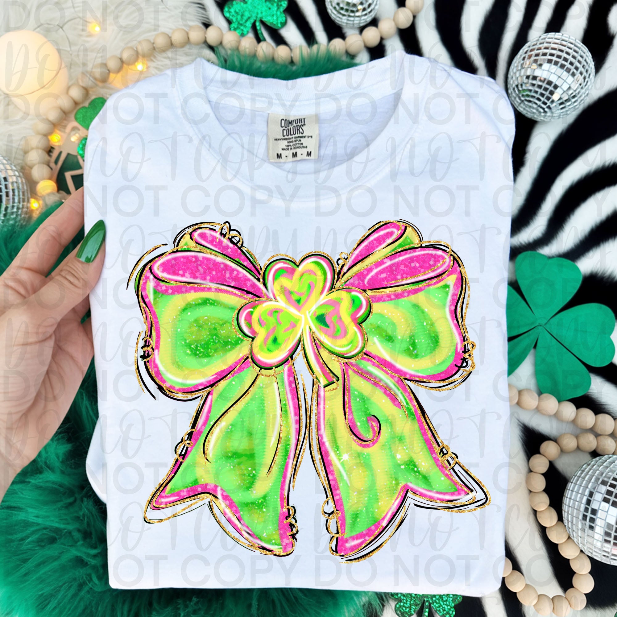 Coquette St Patricks Shamrock Bow PNG