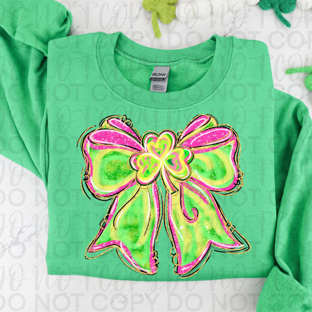 Coquette St Patricks Shamrock Bow PNG