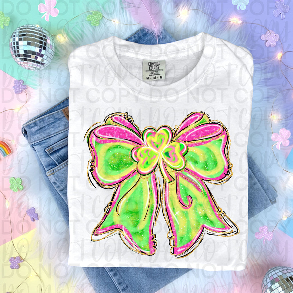 Coquette St Patricks Shamrock Bow PNG