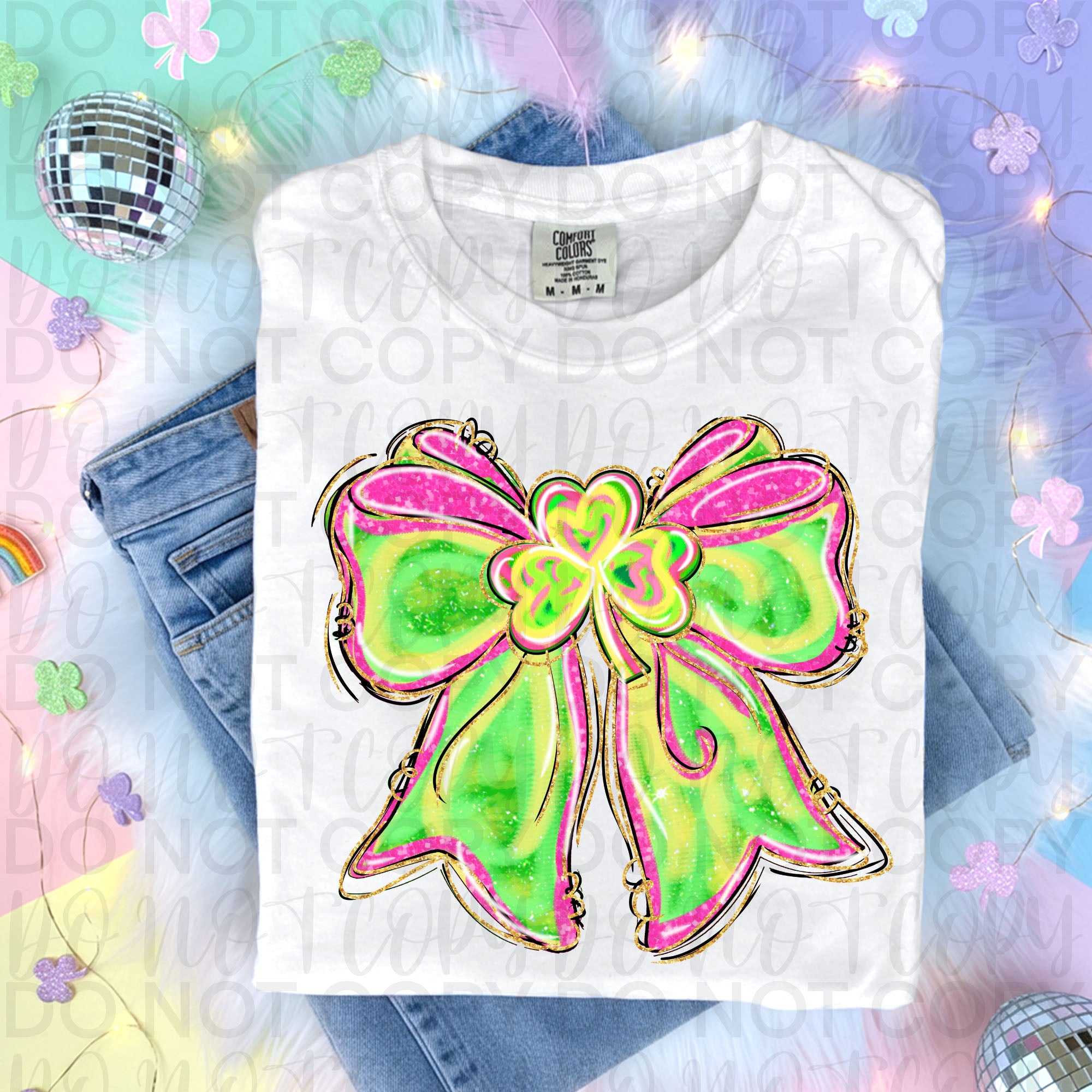 Coquette St Patricks Shamrock Bow PNG