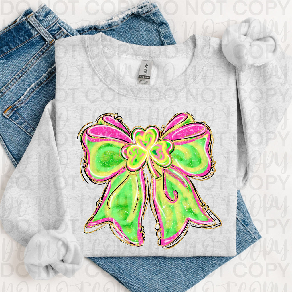 Coquette St Patricks Shamrock Bow PNG