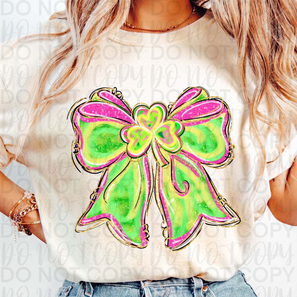 Coquette St Patricks Shamrock Bow PNG