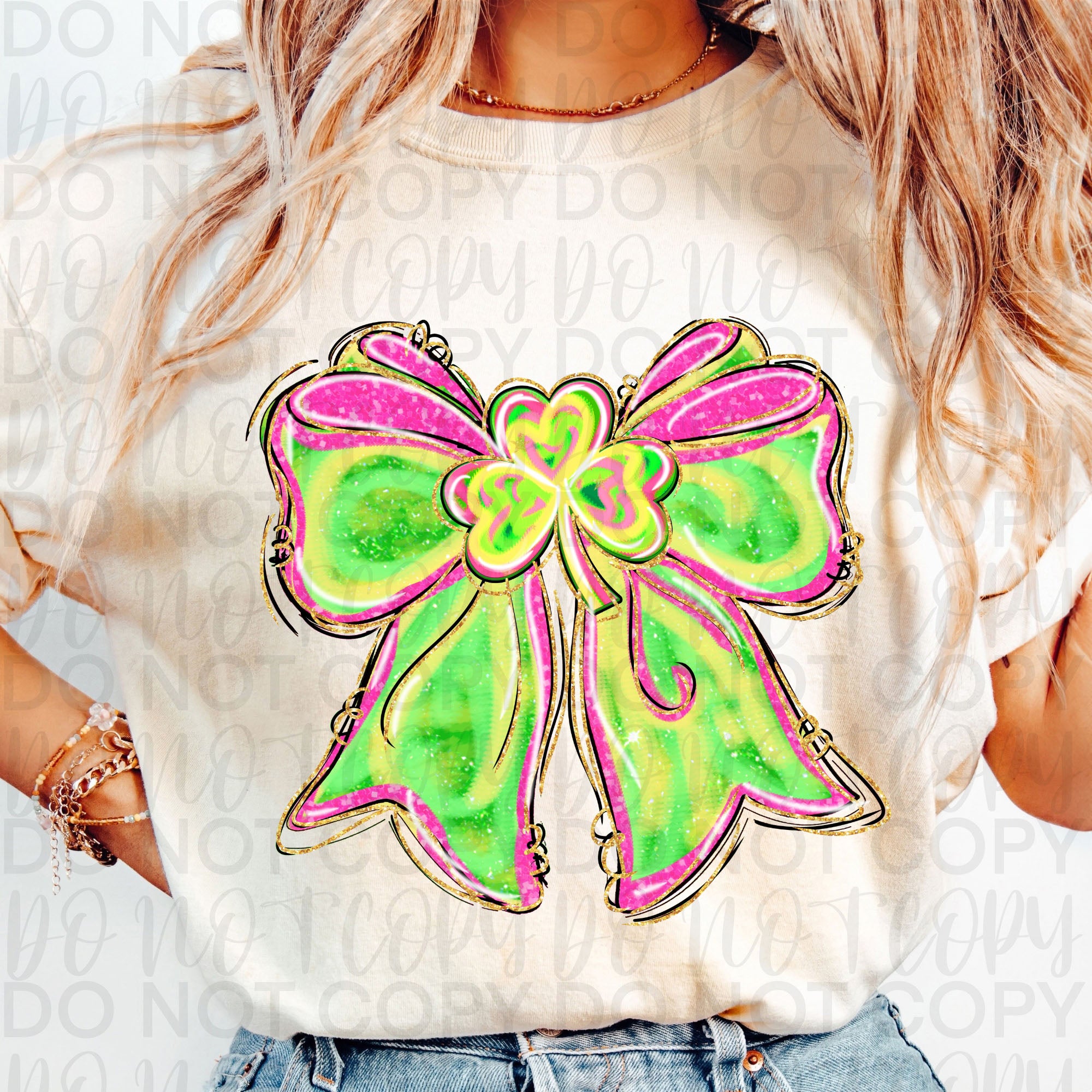 Coquette St Patricks Shamrock Bow PNG