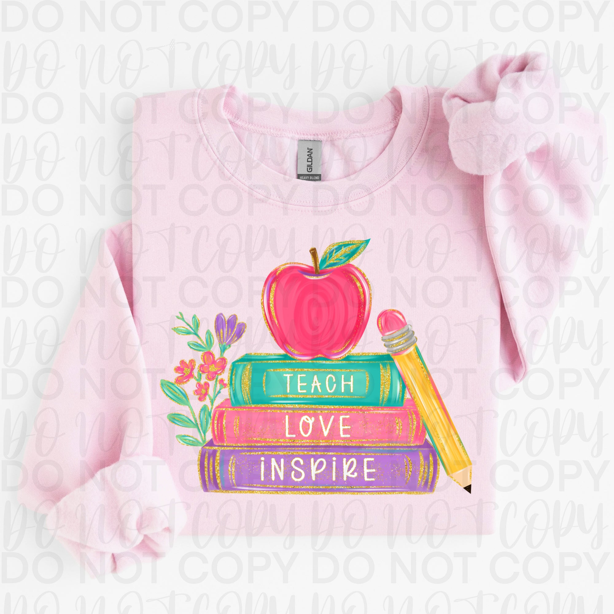 Floral Teach Love Inspire Custom Teacher PNG