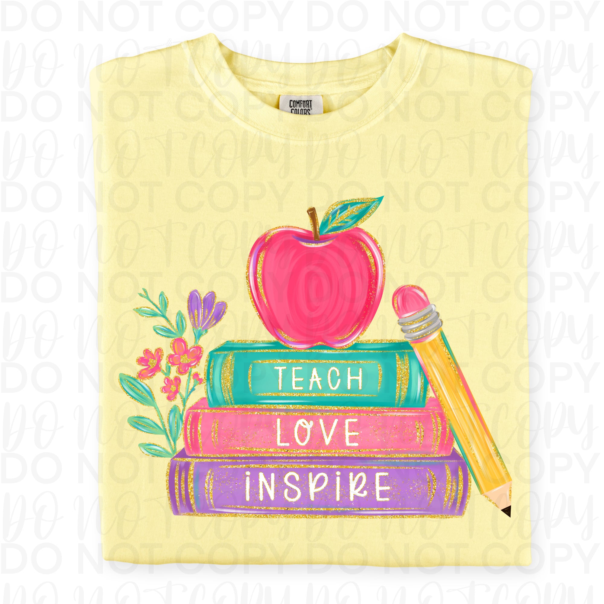 Floral Teach Love Inspire Custom Teacher PNG