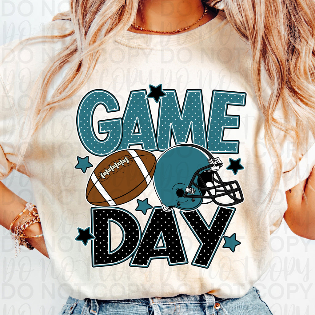 Teal Black Game Day Football PNG
