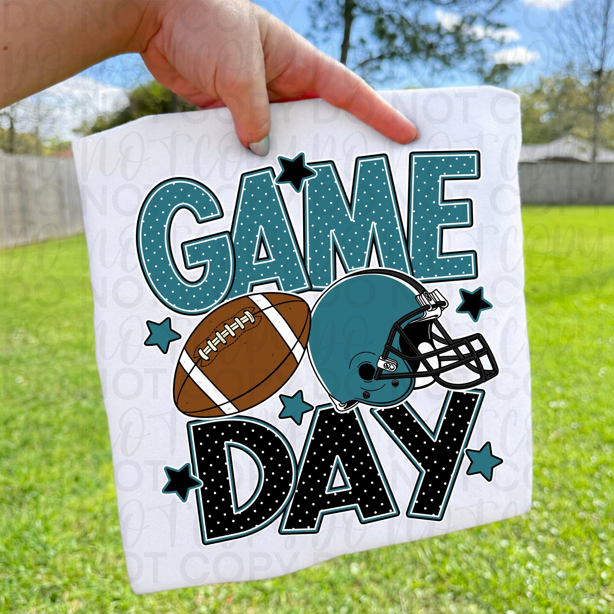 Teal Black Game Day Football PNG