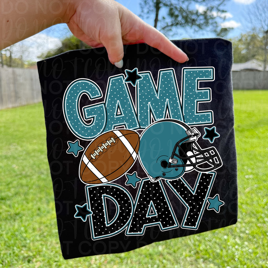 Teal Black Game Day Football PNG