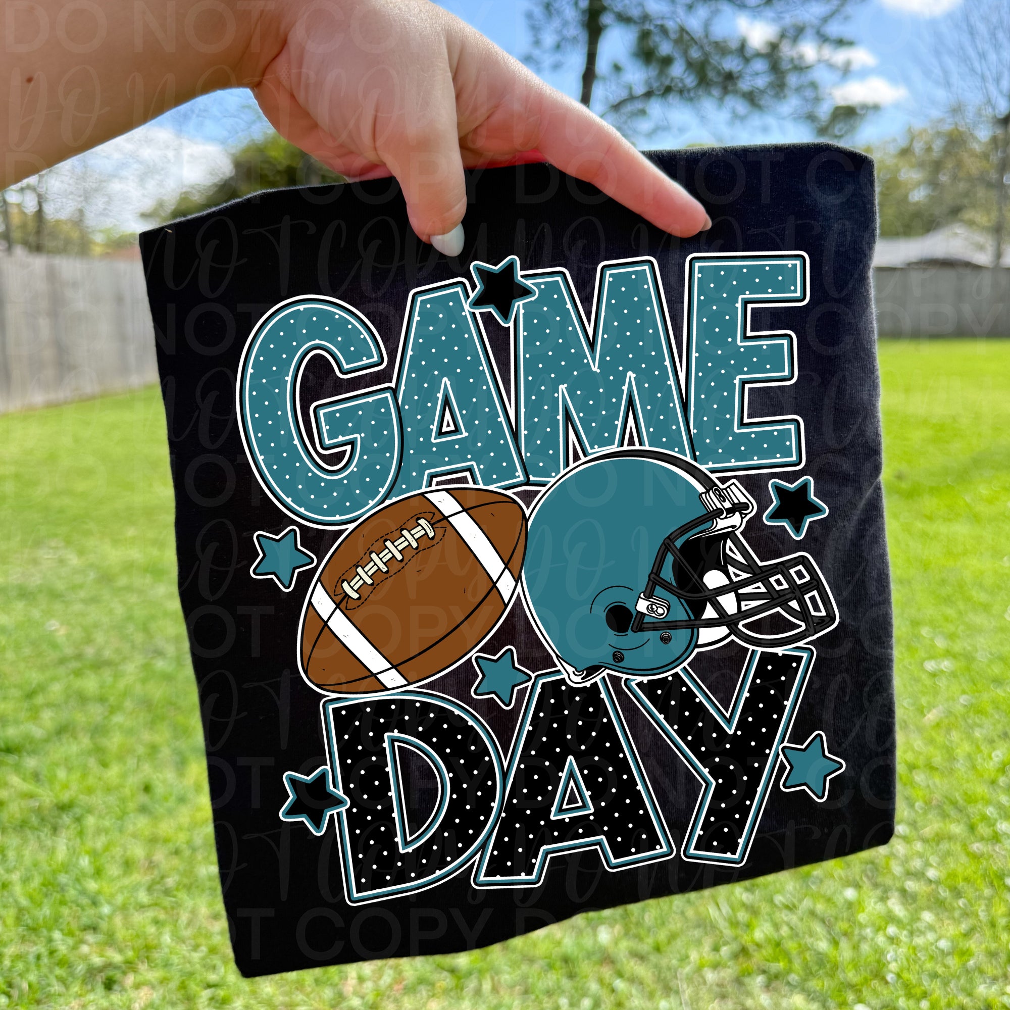Teal Black Game Day Football PNG