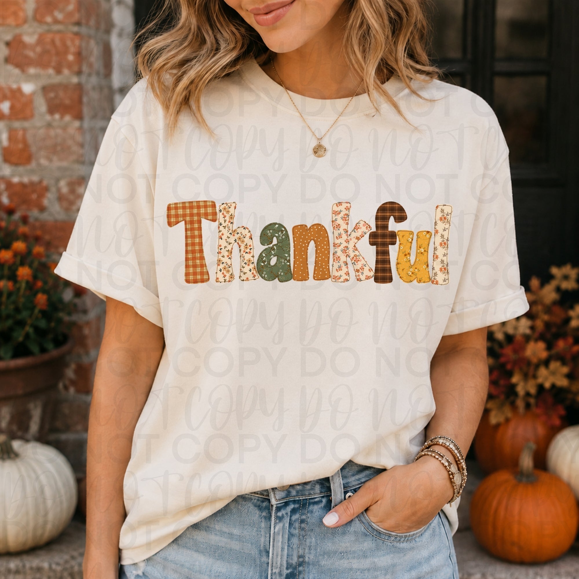 Thankful Faux Stitch PNG