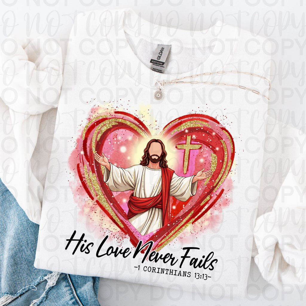 His Love Never Fails Christian Valentine PNG