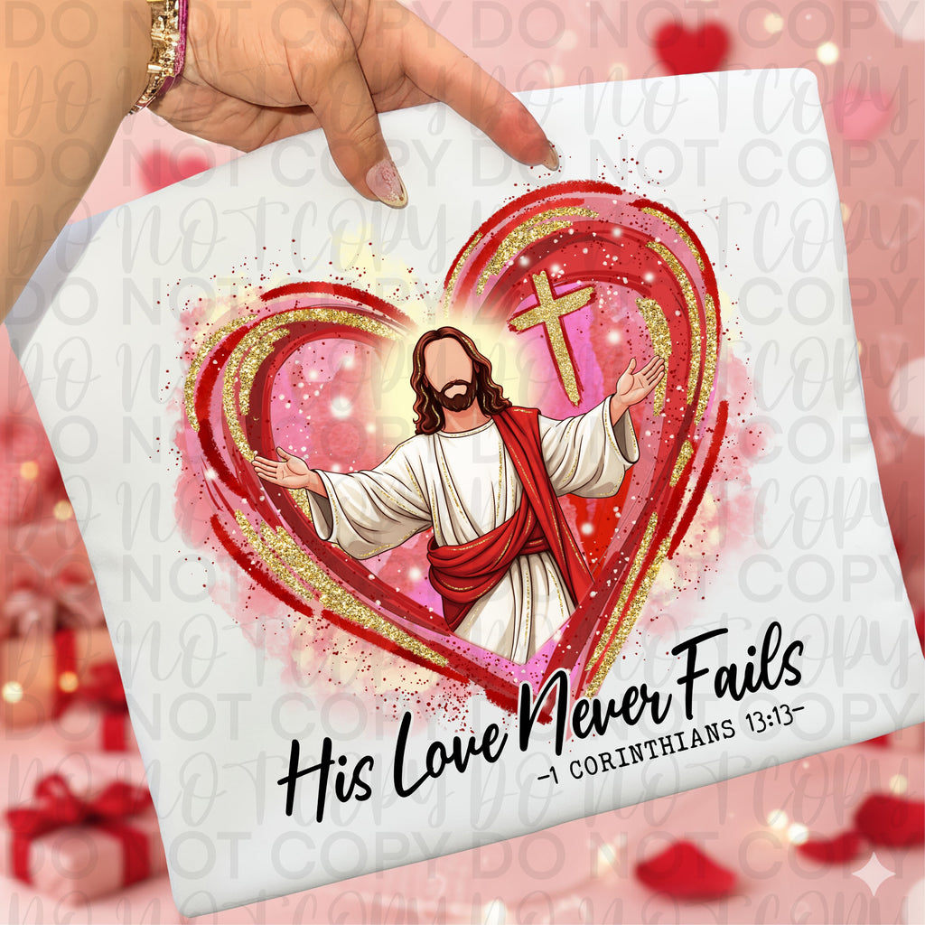 His Love Never Fails Christian Valentine PNG