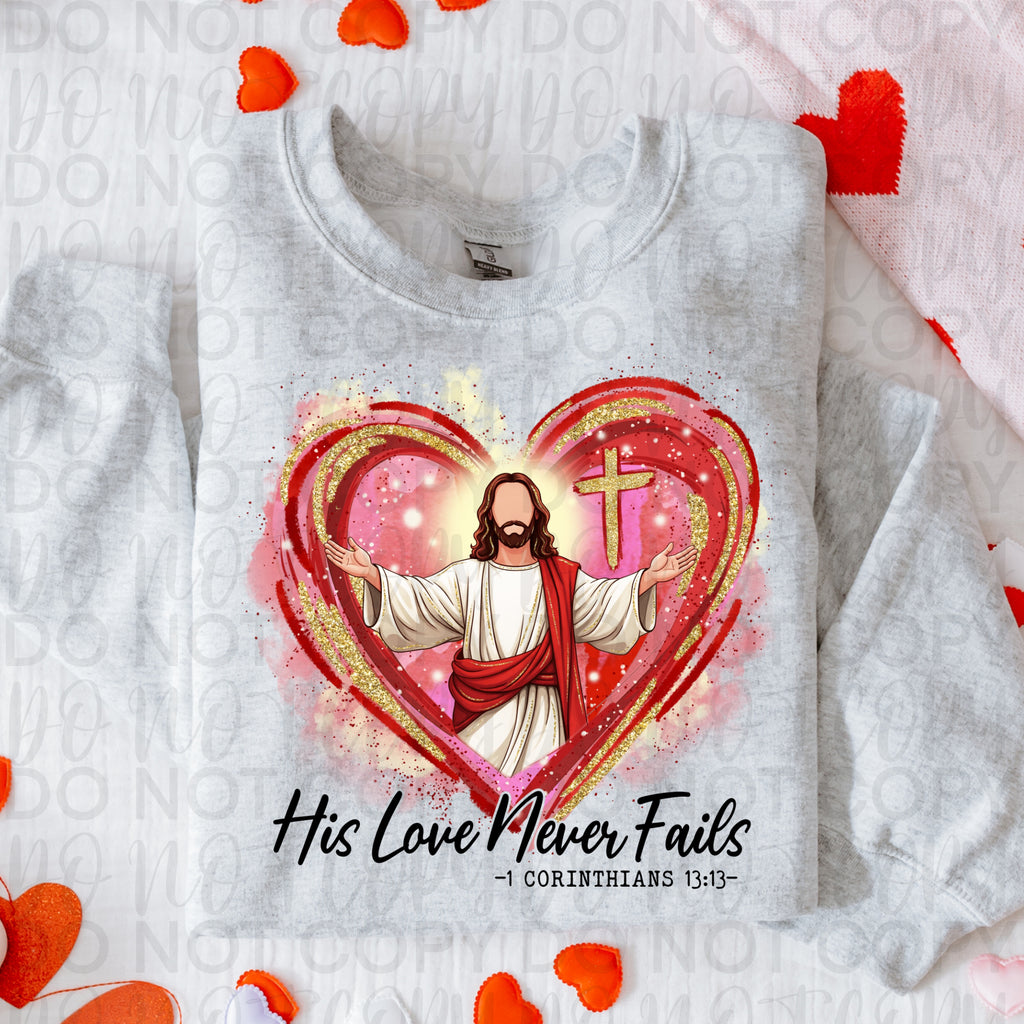 His Love Never Fails Christian Valentine PNG