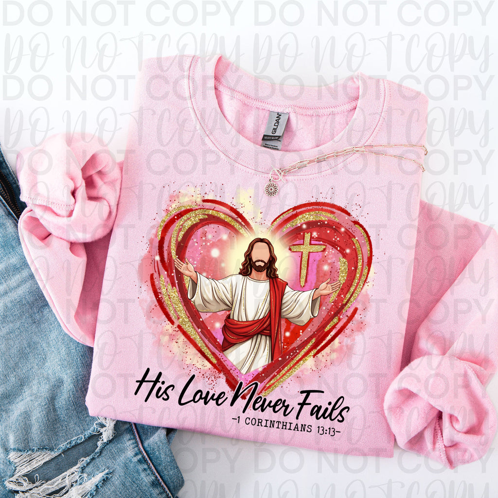 His Love Never Fails Christian Valentine PNG