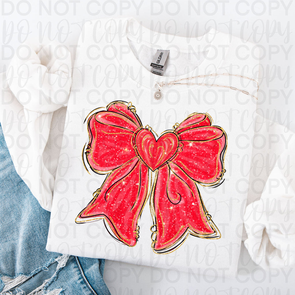 Valentine Coquette Heart Bow PNG