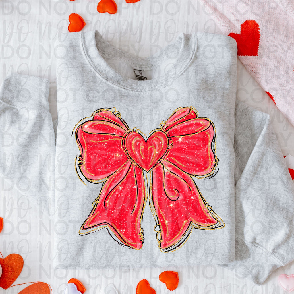 Valentine Coquette Heart Bow PNG