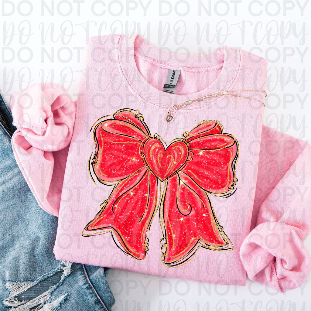 Valentine Coquette Heart Bow PNG