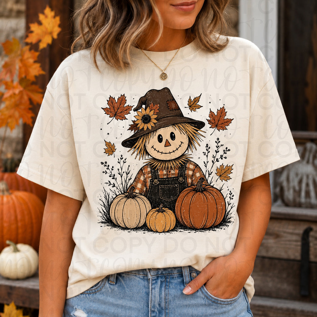 Vintage Fall Scarecrow PNG