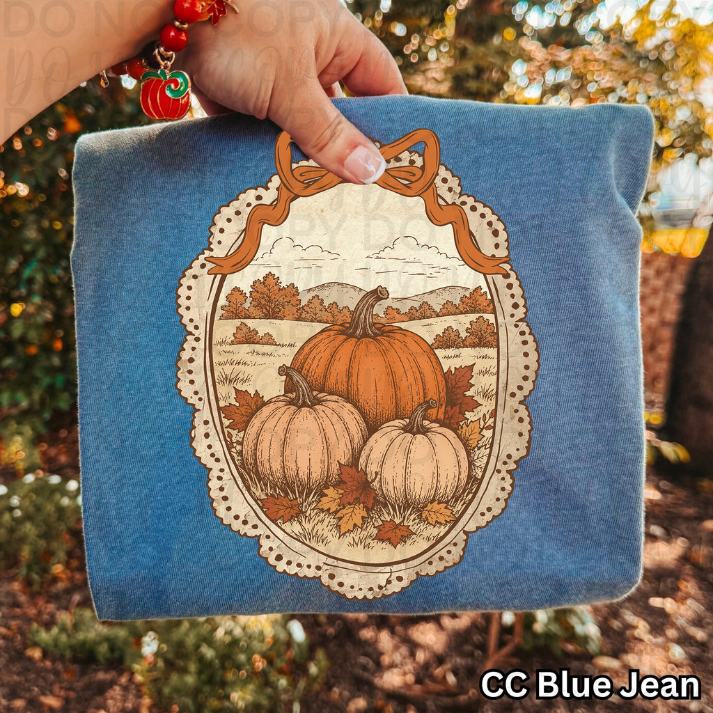 Vintage Framed Fall Pumpkins PNG