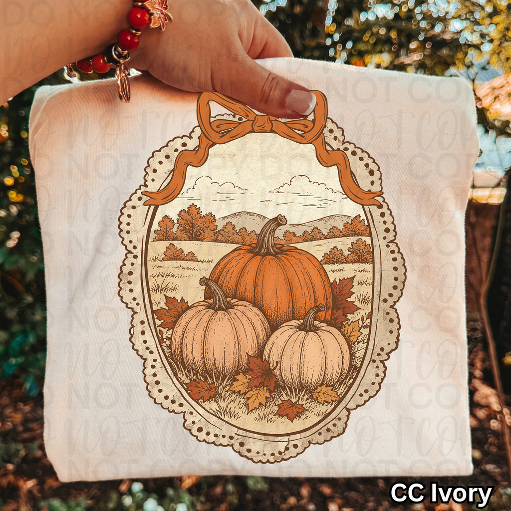 Vintage Framed Fall Pumpkins PNG