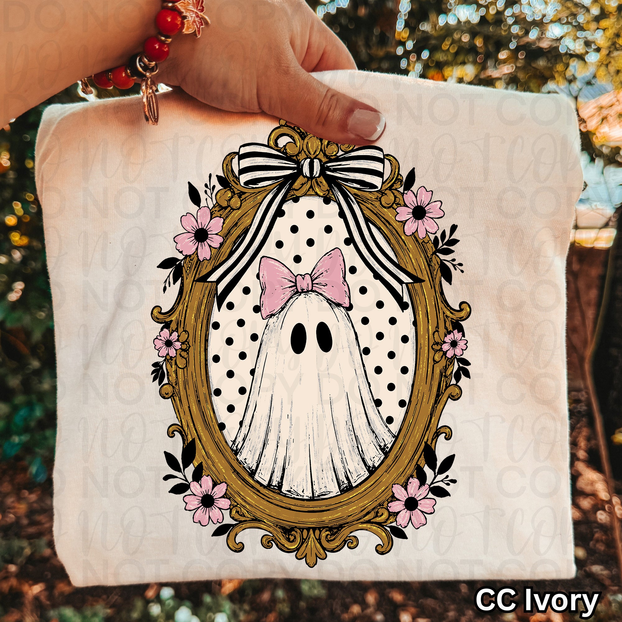 Vintage Floral Framed Ghost PNG
