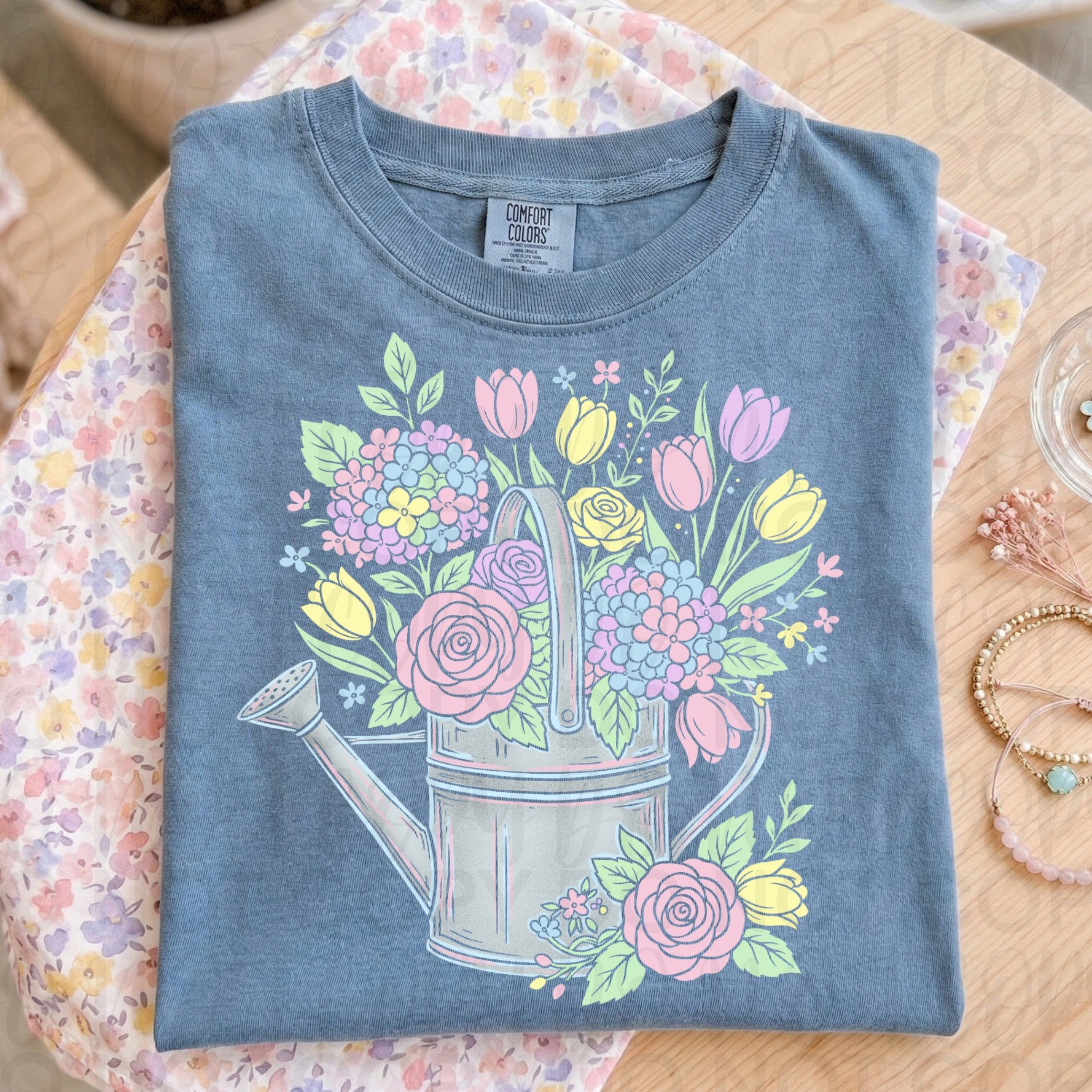 Floral Spring Watering Can PNG