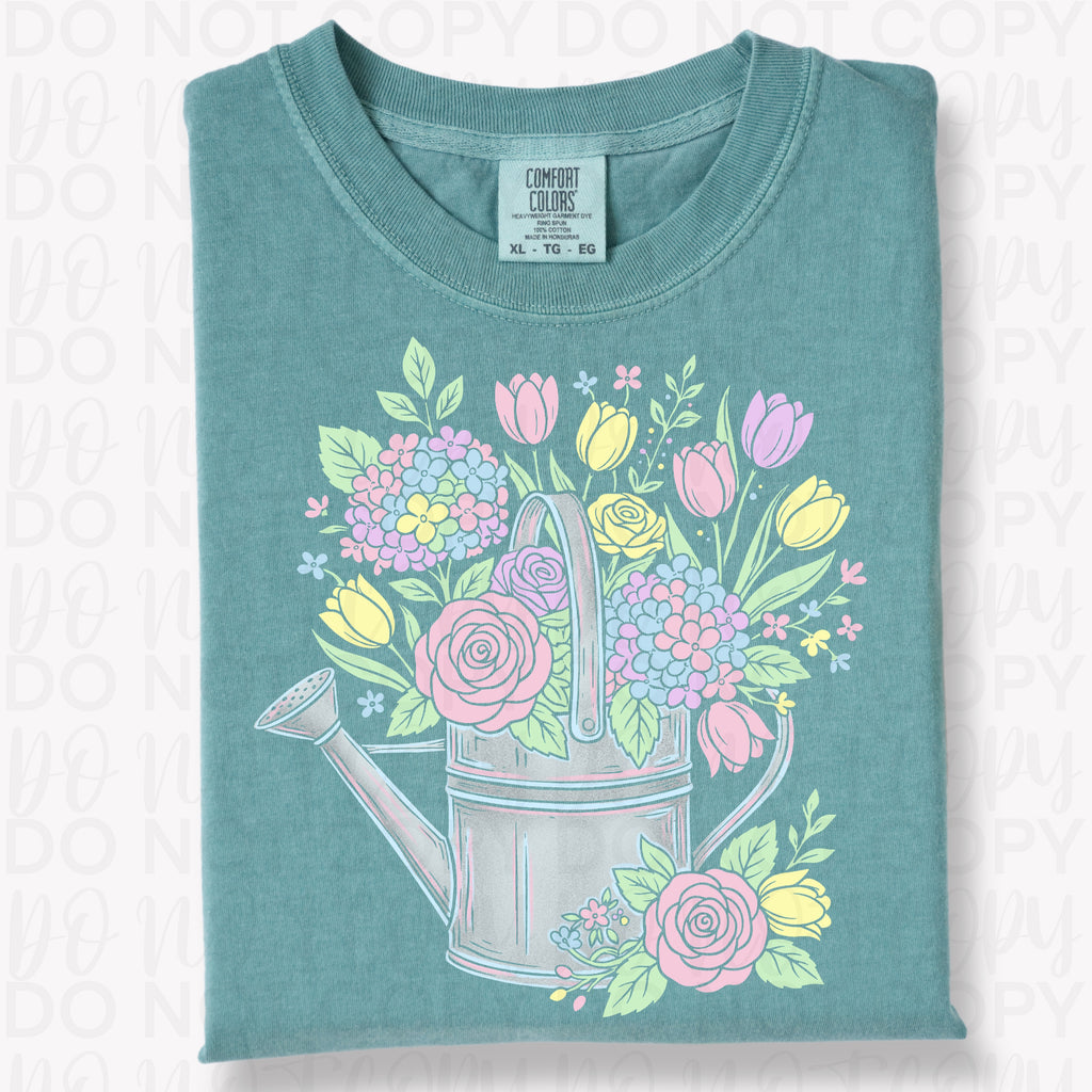 Floral Spring Watering Can PNG
