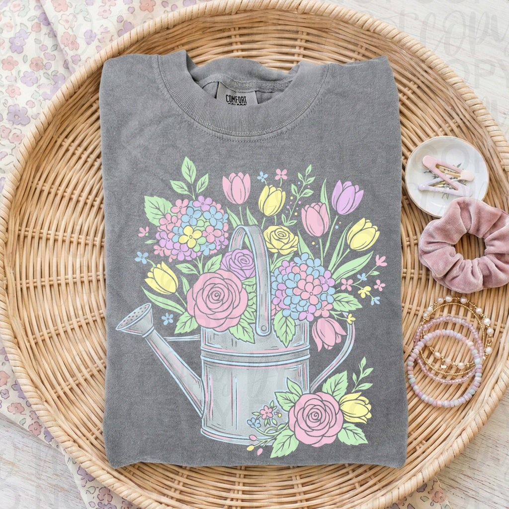 Floral Spring Watering Can PNG