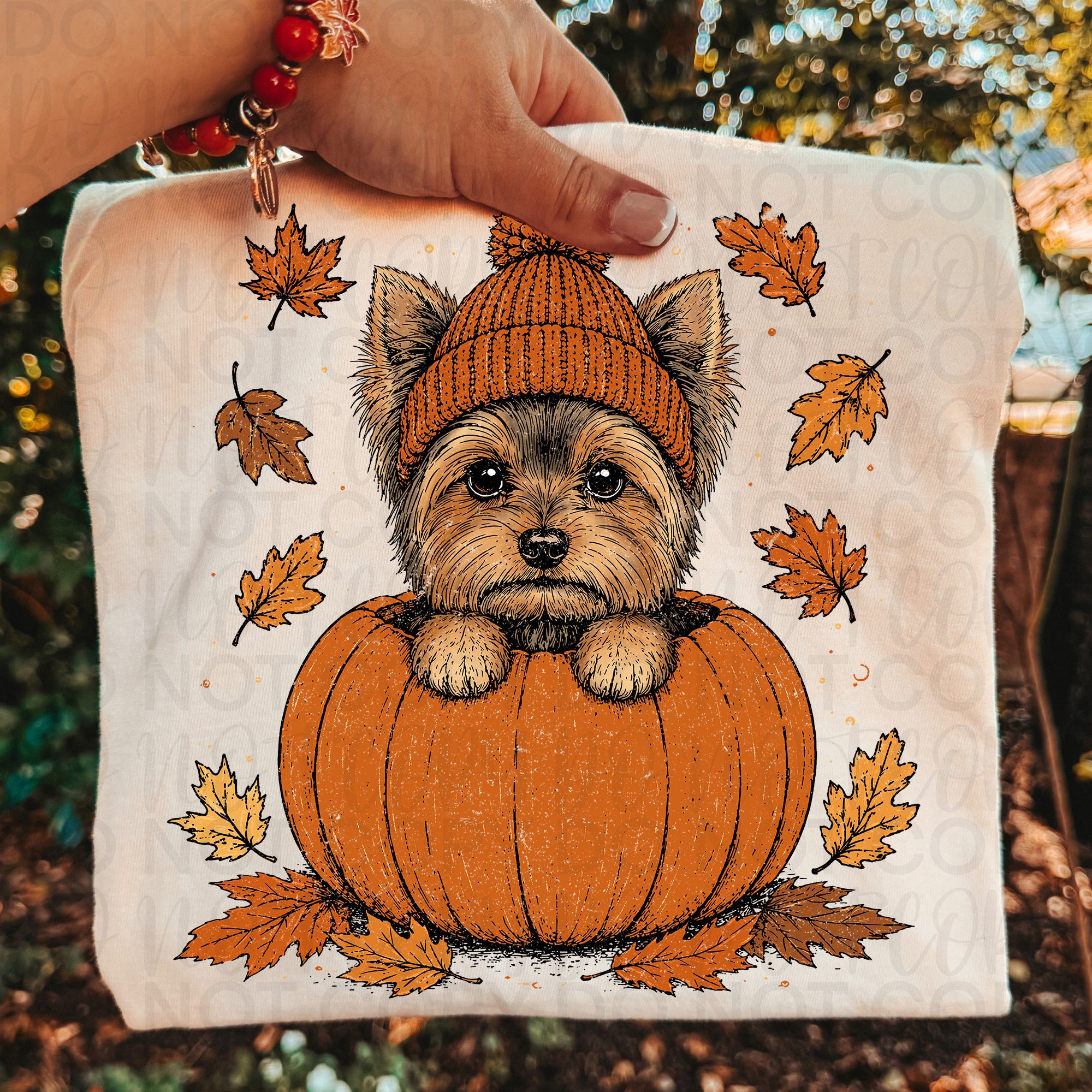 Fall Yorkie Pumpkin PNG