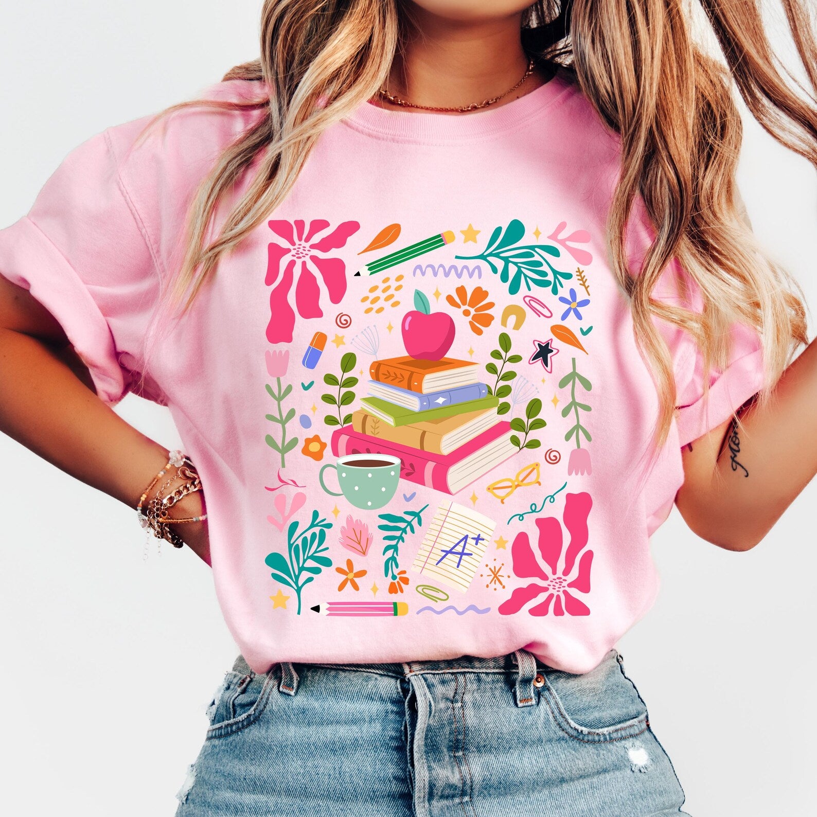 Boho Floral Teacher PNG