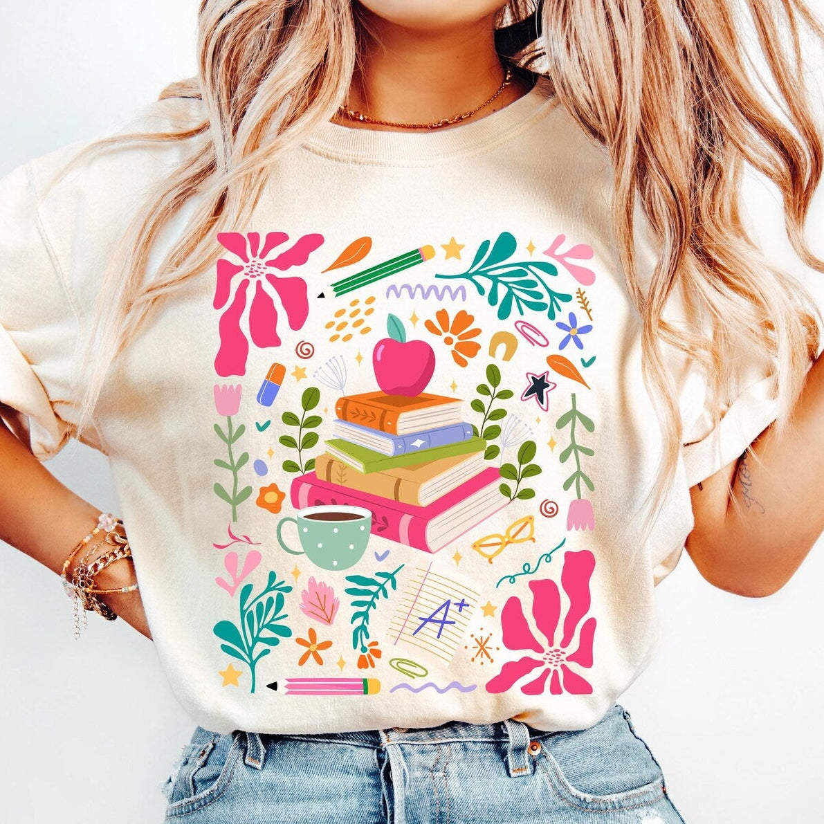Boho Floral Teacher PNG