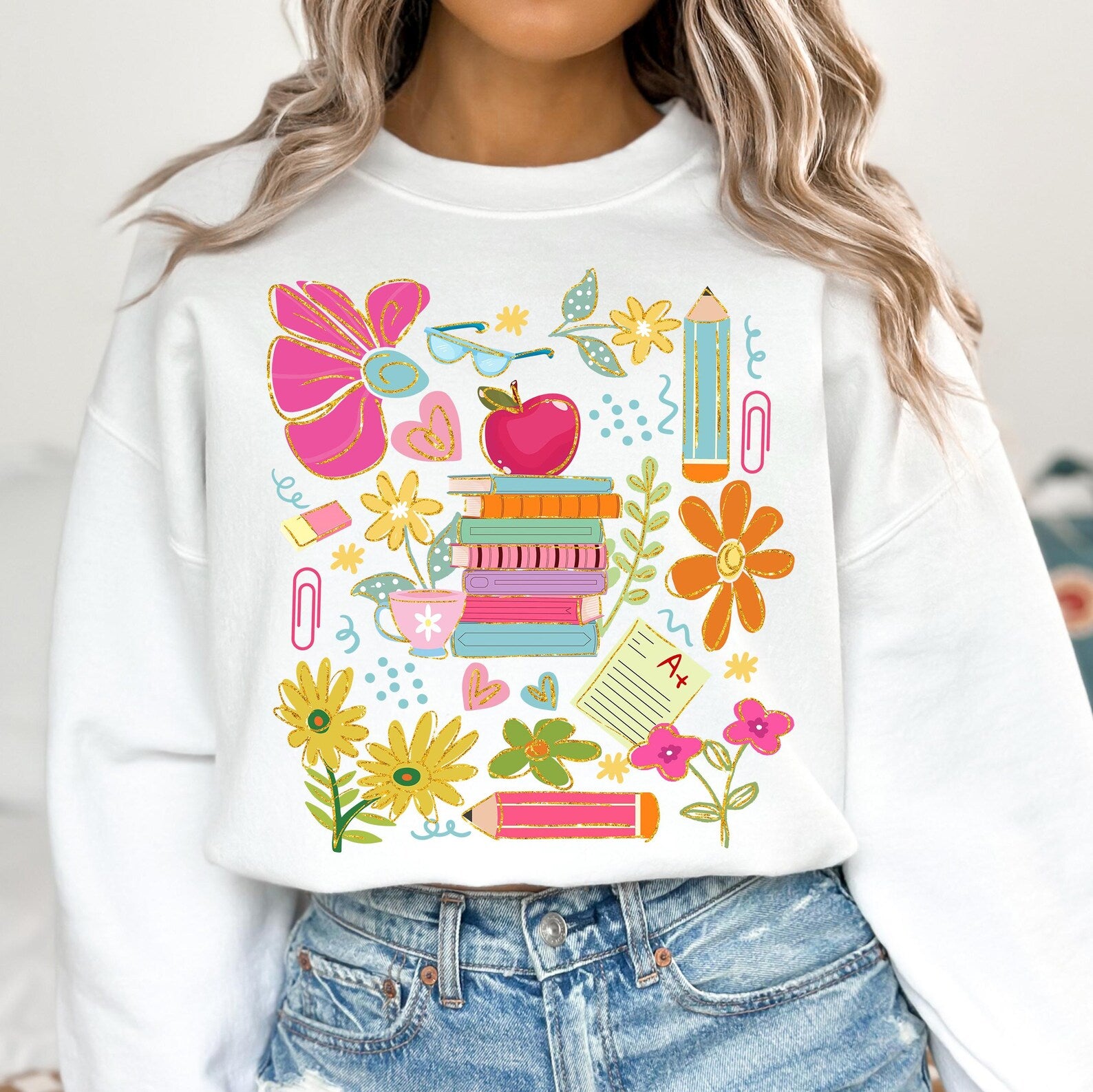 Boho Floral Teacher PNG