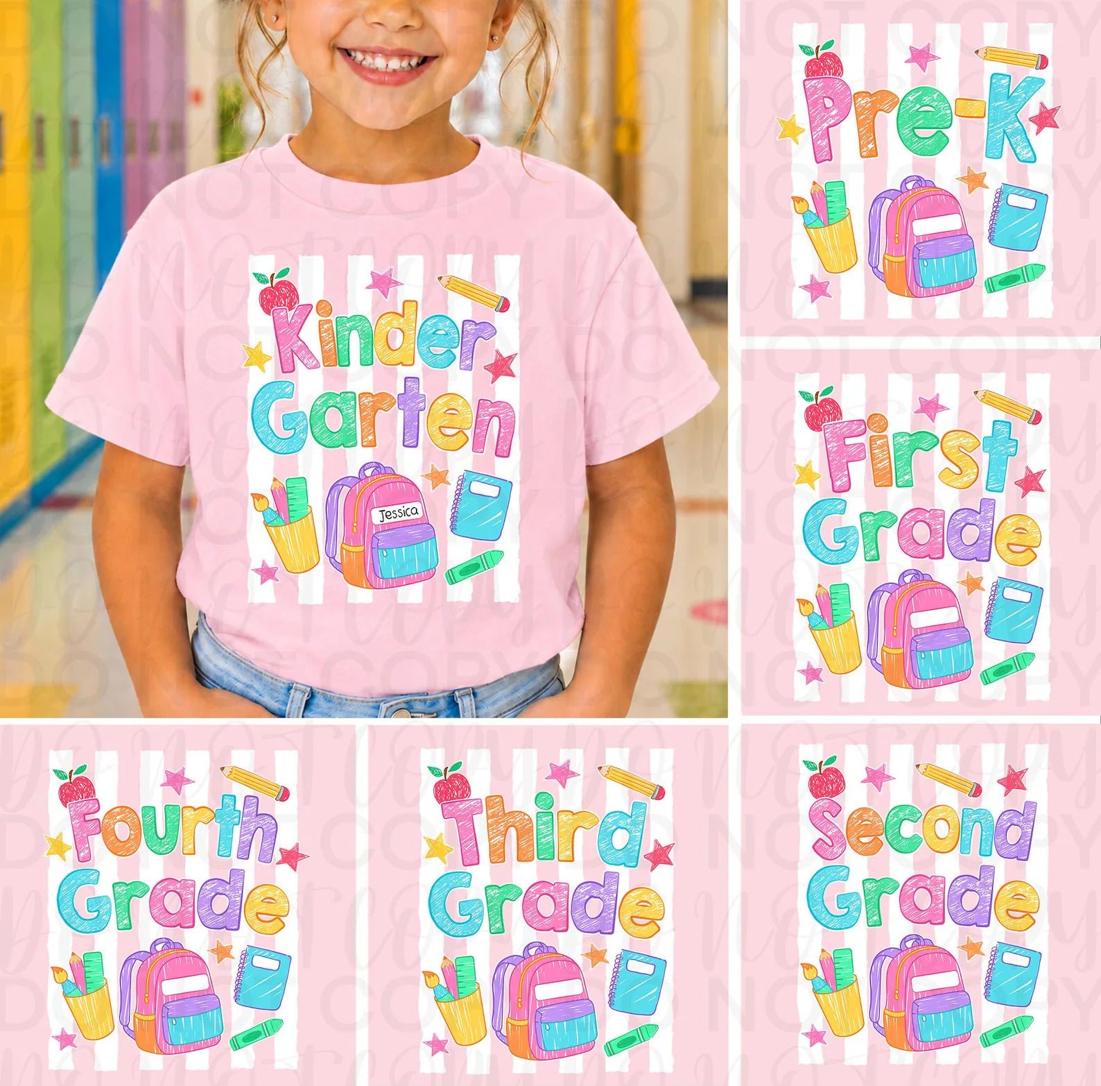 Striped Back to School Grade Level Bundle PNG