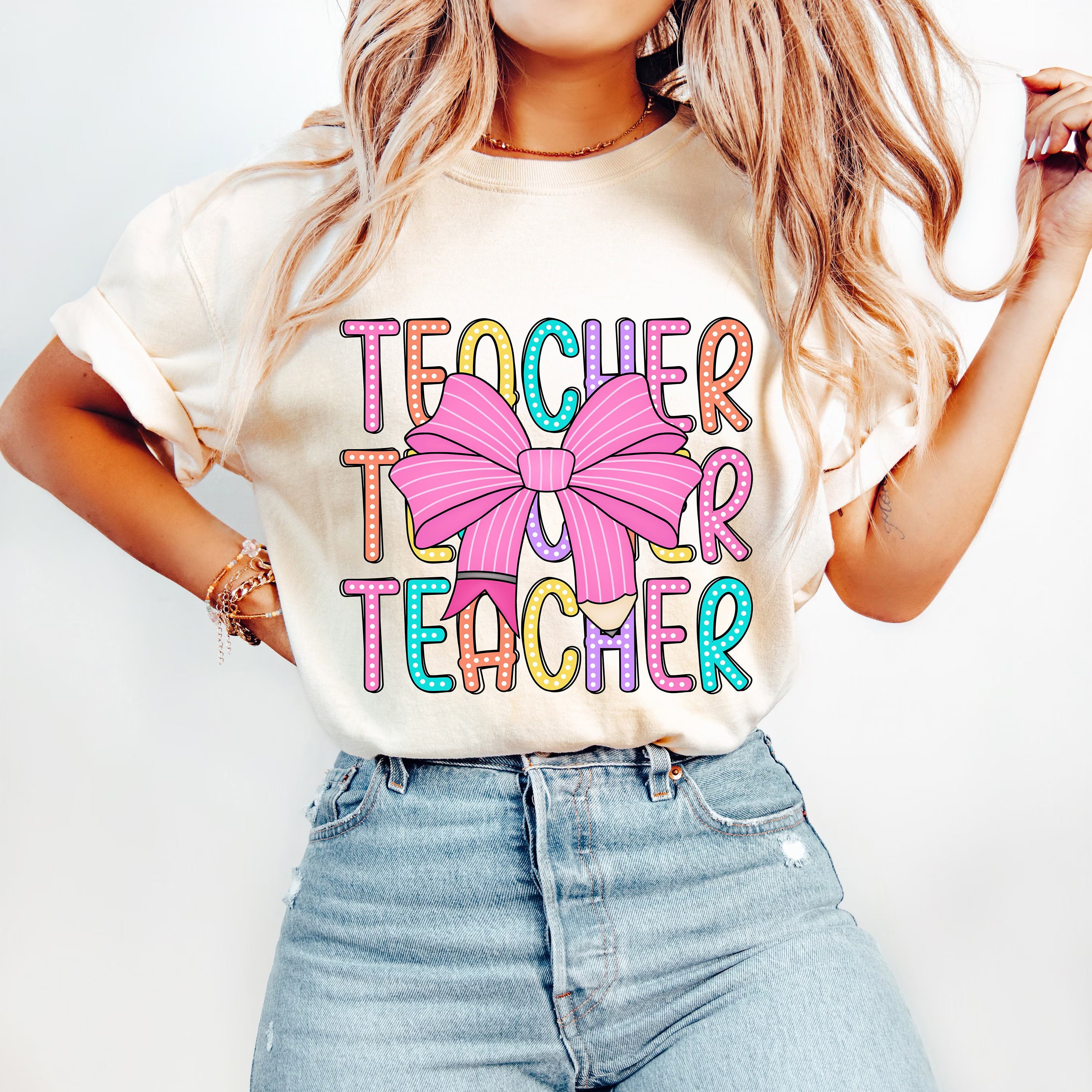 Colorful Teacher Coquette PNG