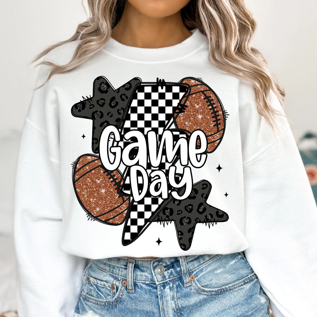 Checkered Game Day Football PNG