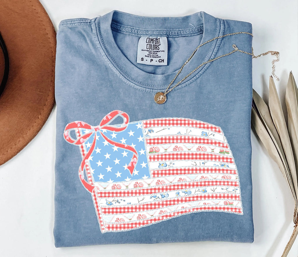 Preppy American Flag Coquette PNG