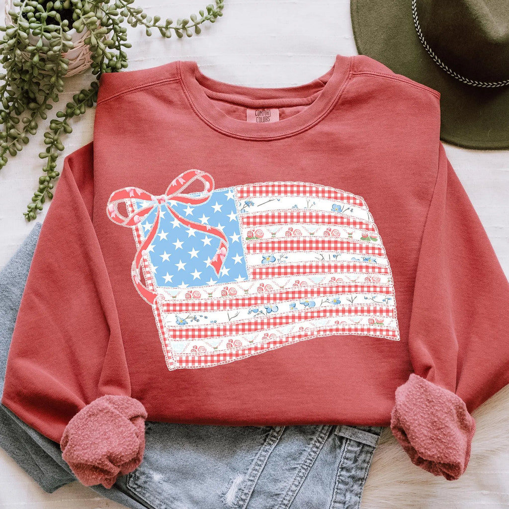 Preppy American Flag Coquette PNG