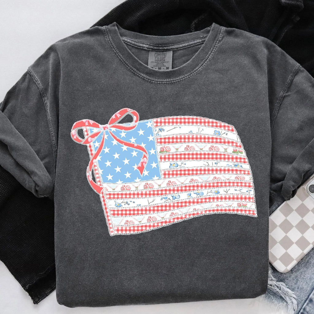 Preppy American Flag Coquette PNG