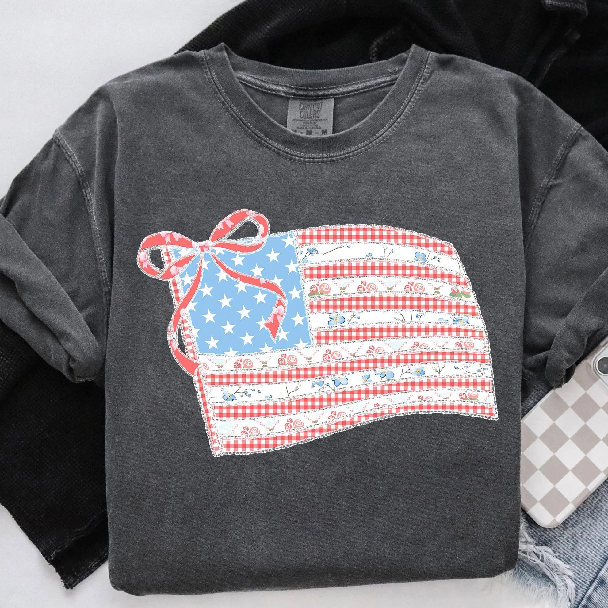 Preppy American Flag Coquette PNG