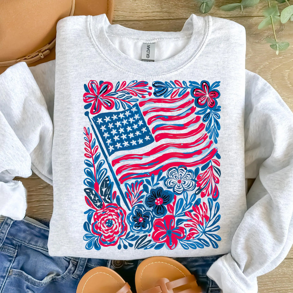 Floral American Flag PNG