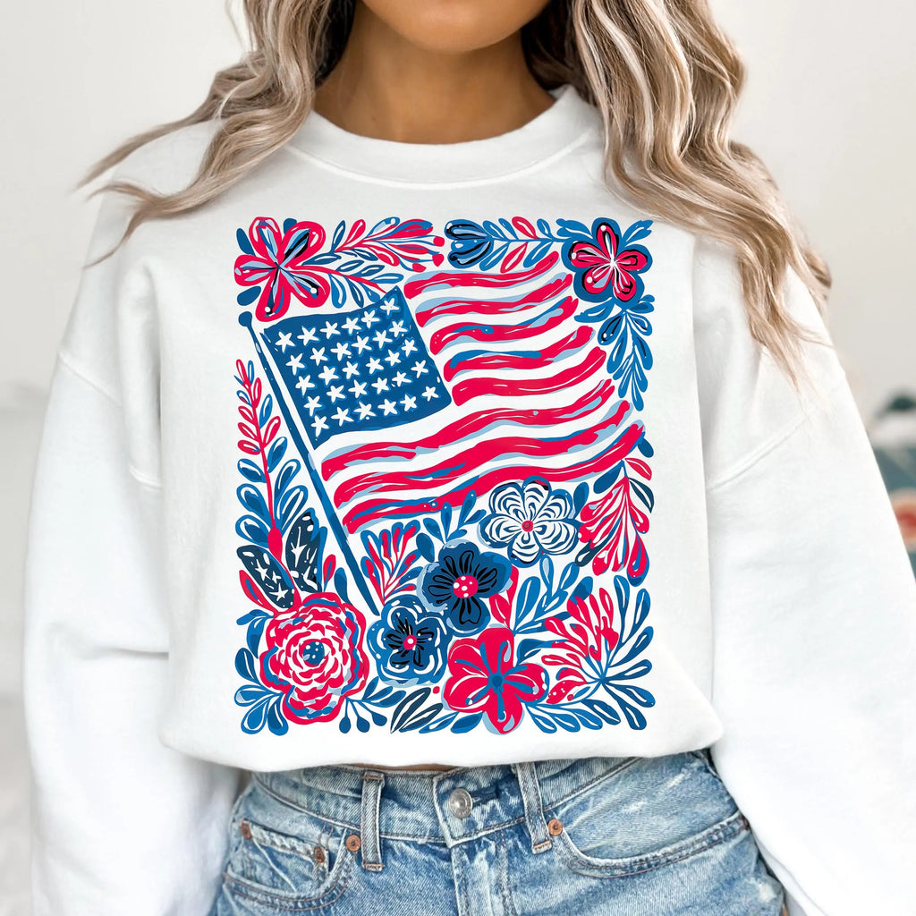 Floral American Flag PNG