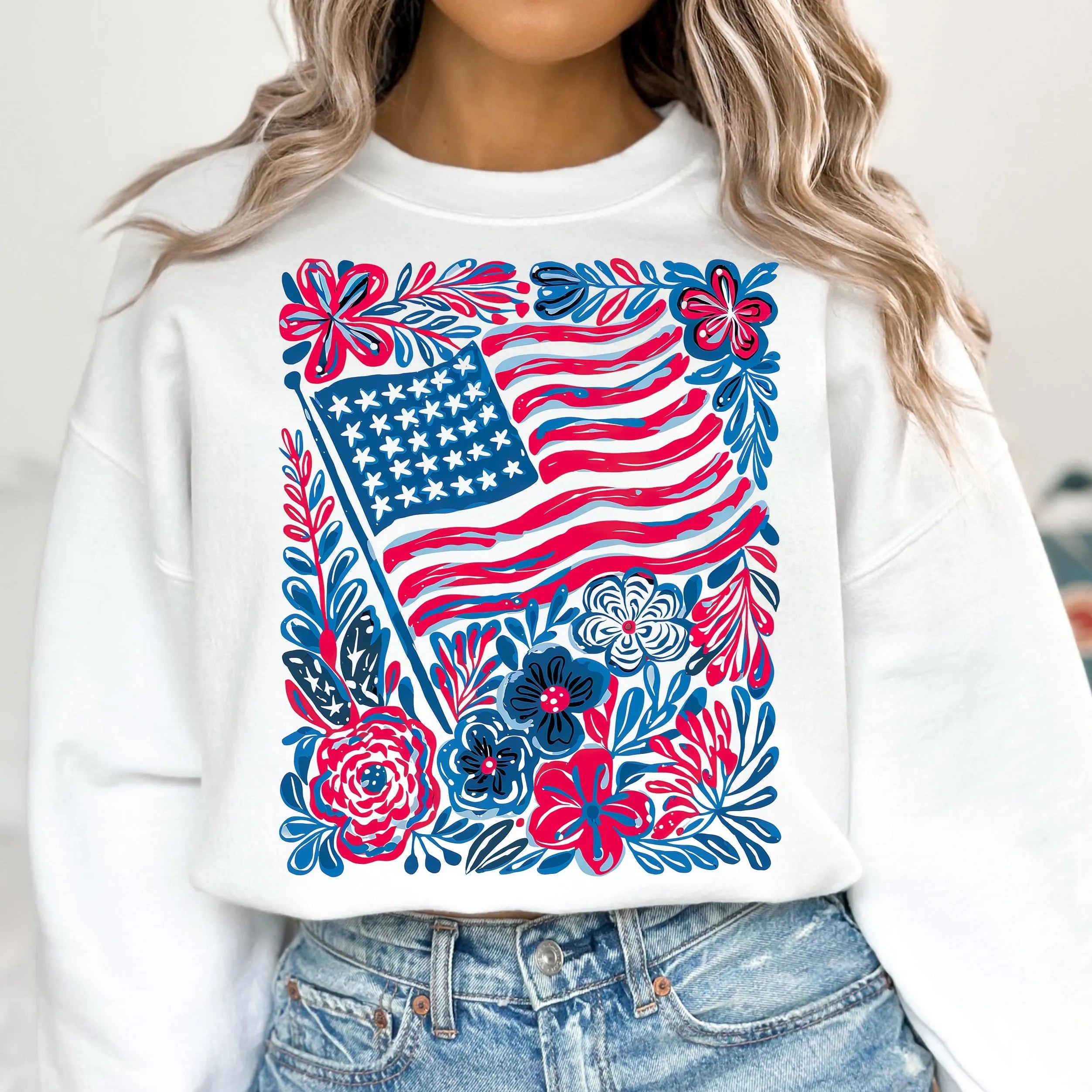 Floral American Flag PNG