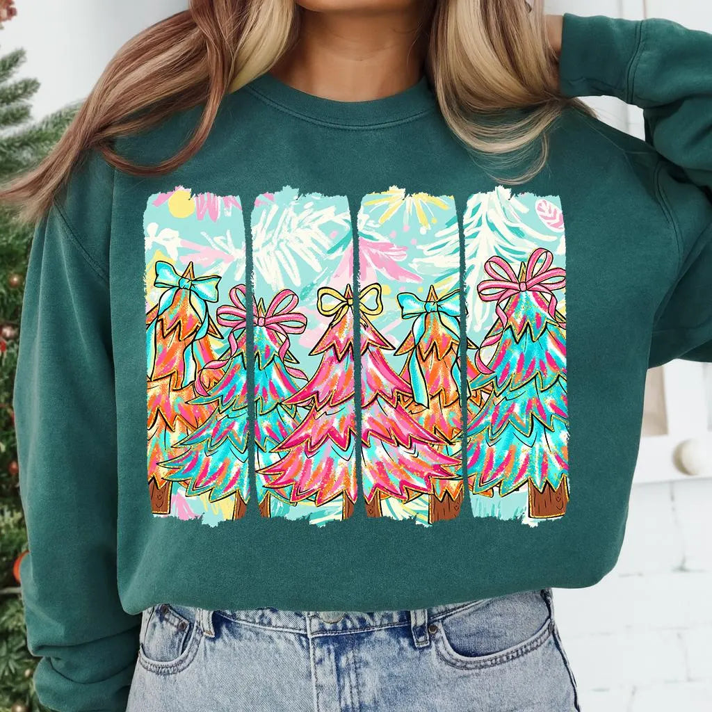 Brushstroke Christmas Trees PNG